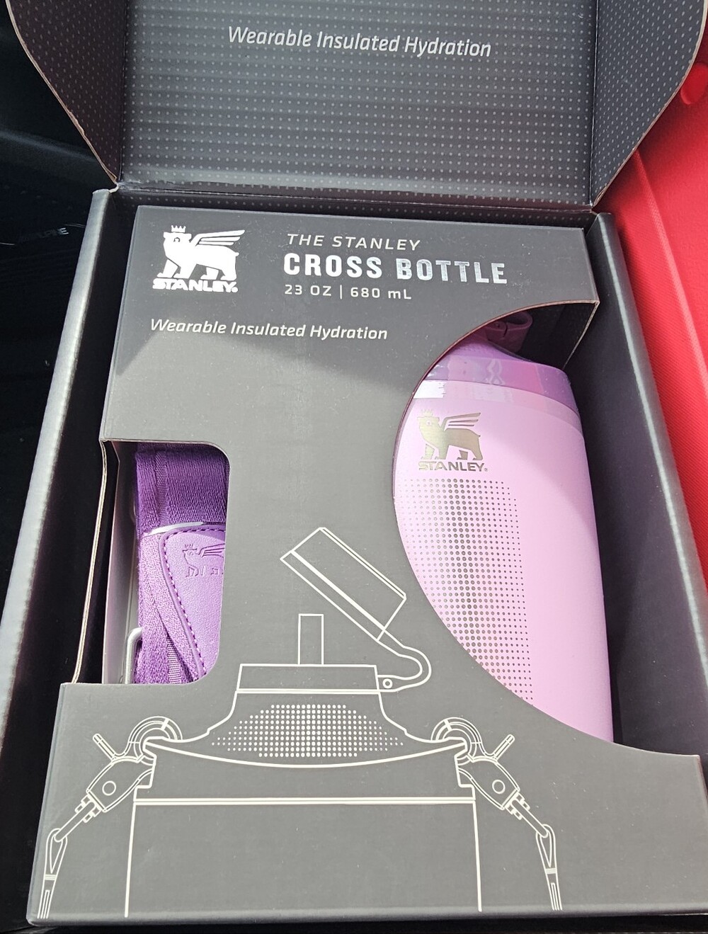 Stanley Cross Bottle Insulated Water Bottle - Light Pink & Purple Strap